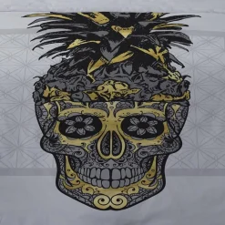 Housse de couette 260x240 Crâne d'or + 2 taies coton 52 fils