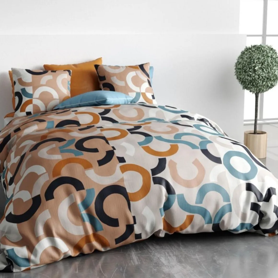 Housse de couette 240x220 IGOR + 2 taies coton 57 fils