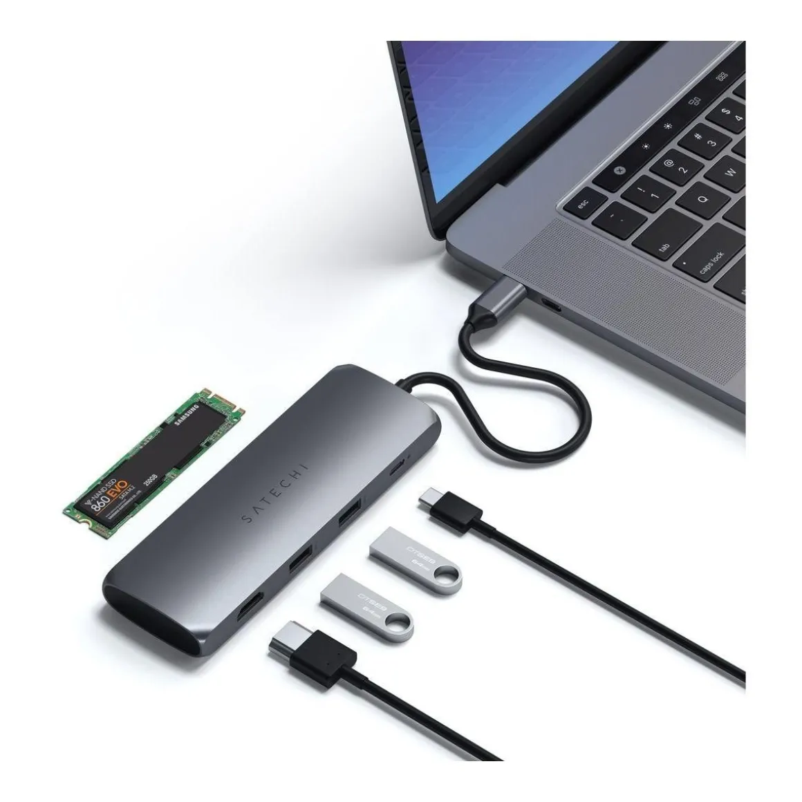 Hub USB C USB-C Hybrid Multiport gris
