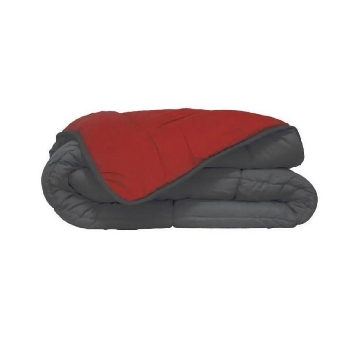 HUDSON Couette legere Microfibre 200g/m2 240x260cm Gris + Rouge