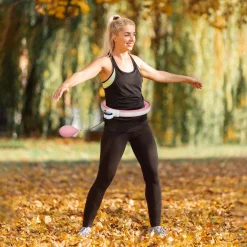 Hula Hoop fitness réglable dia. 76-113 cm - picots massage intégrés, segments amovibles - blanc rose