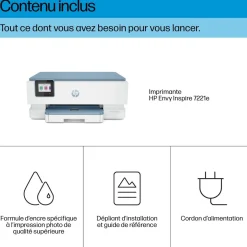 Imprimante ENVY 7221E - 3 mois d' Instant ink inclus avec HP+ - Blanc et gris