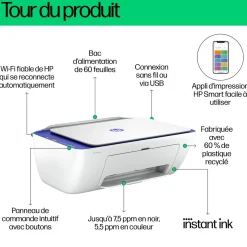Imprimante Tout-en-un DESKJET 2821E - 3 mois d' Instant ink inclus avec HP+ - Blanc