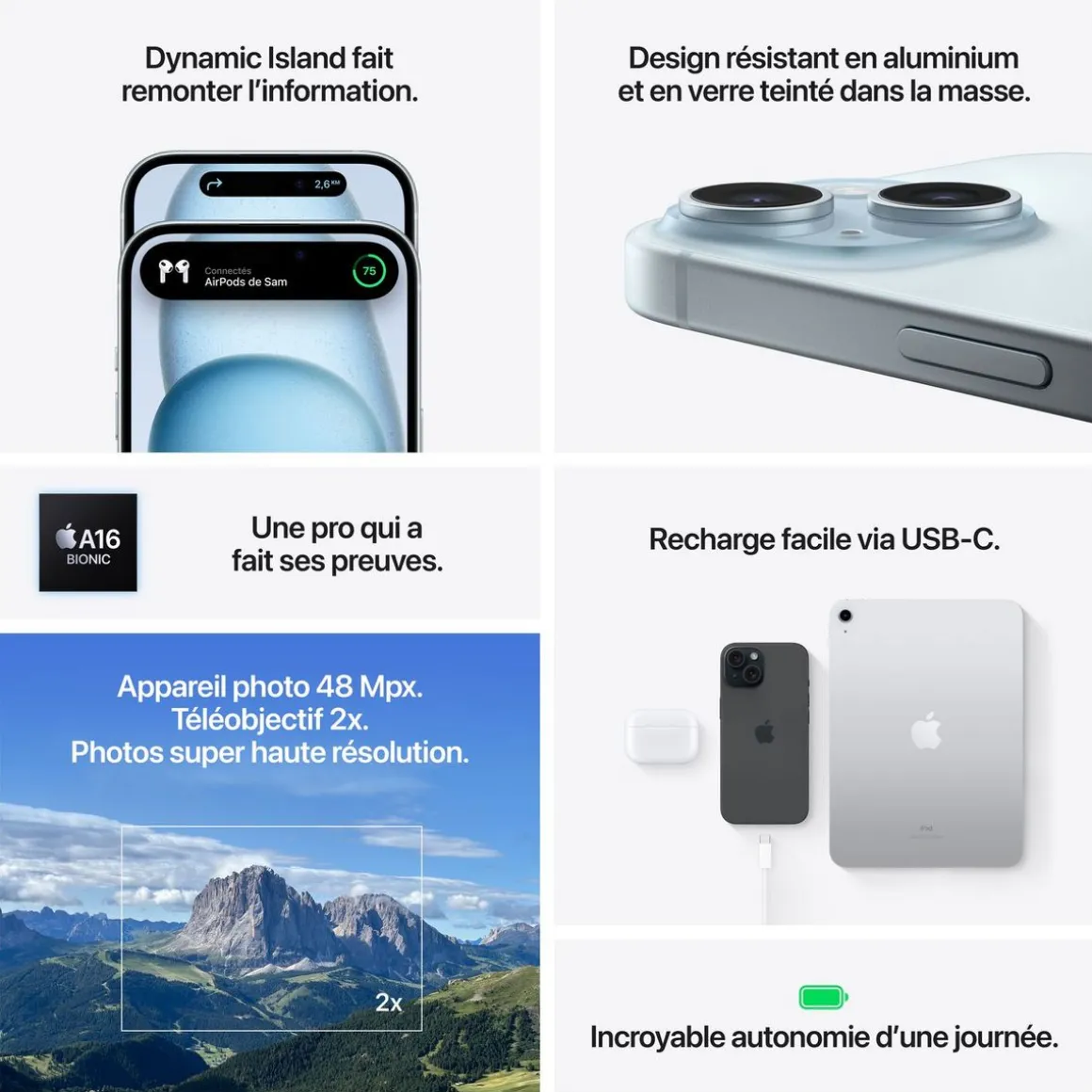 iPhone 15 Plus 256 Go - Bleu