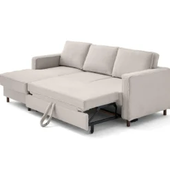 Jake - canapé d'angle gauche 4 places convertible avec coffre en fausse fourrure