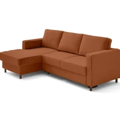 Jake - canapé d'angle gauche 4 places convertible avec coffre en fausse fourrure