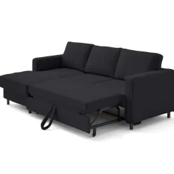 Jake - canapé d'angle gauche 4 places convertible avec coffre en fausse fourrure