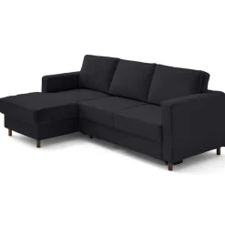 Jake - canapé d'angle gauche 4 places convertible avec coffre en fausse fourrure