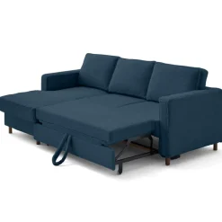 Jake - canapé d'angle gauche 4 places convertible avec coffre en fausse fourrure