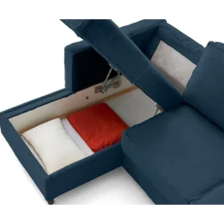 Jake - canapé d'angle gauche 4 places convertible avec coffre en fausse fourrure