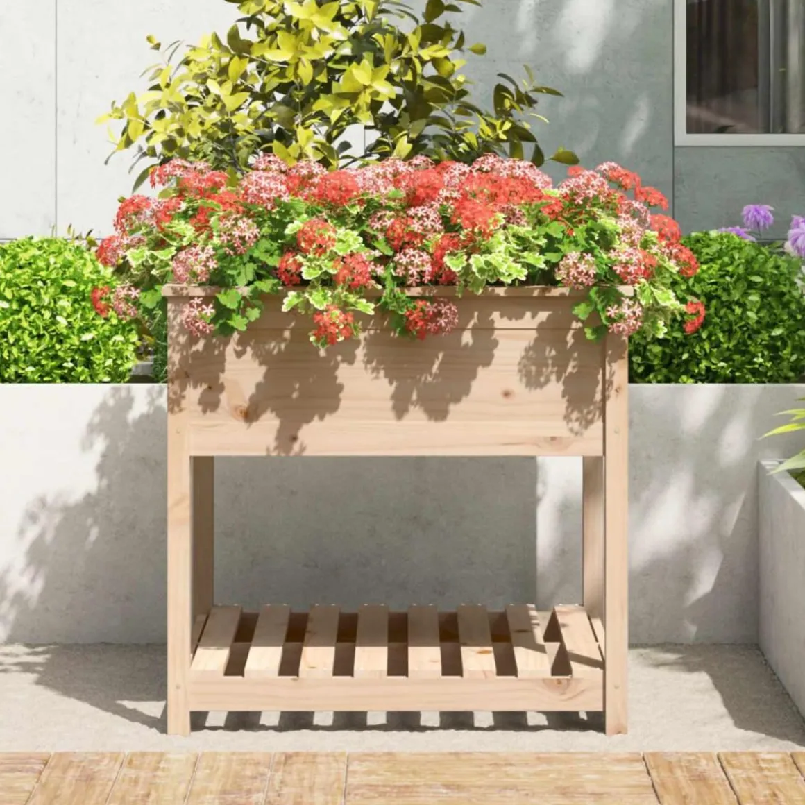 Jardiniere avec etagere 82,5x82,5x81 cm Bois massif de pin