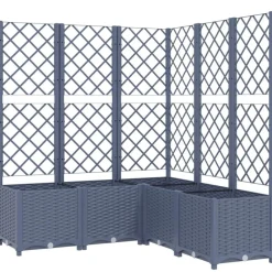 Jardiniere avec treillis bleu gris 120x120x136 cm PP