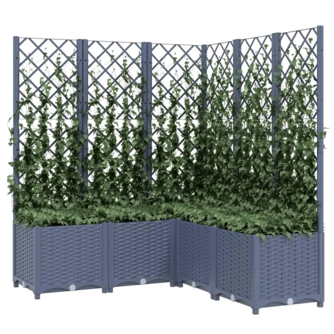 Jardiniere avec treillis bleu gris 120x120x136 cm PP