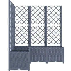 Jardiniere avec treillis bleu gris 120x120x136 cm PP
