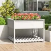 Jardiniere et etagere Blanc 111,5x111,5x81cm Bois massif de pin