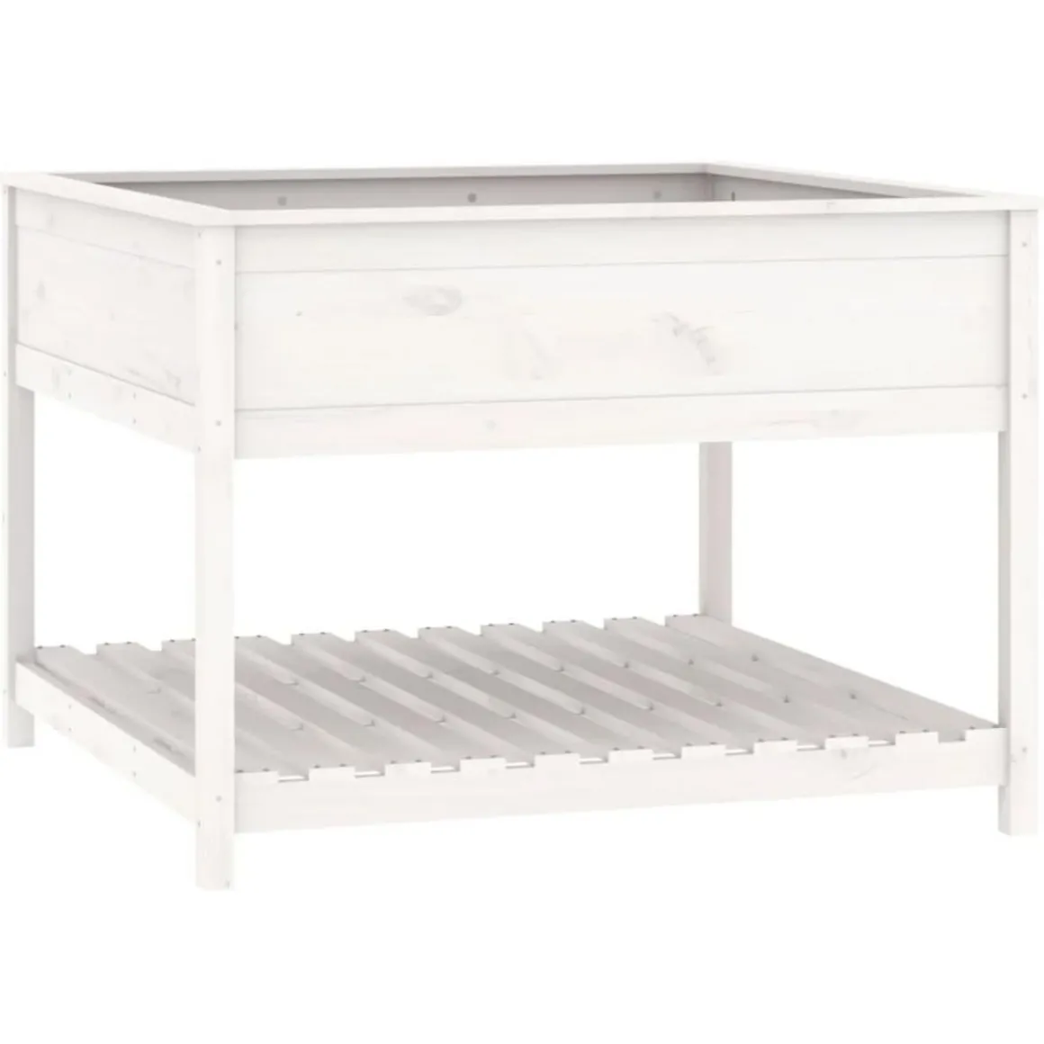 Jardiniere et etagere Blanc 111,5x111,5x81cm Bois massif de pin
