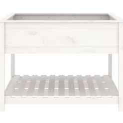 Jardiniere et etagere Blanc 111,5x111,5x81cm Bois massif de pin