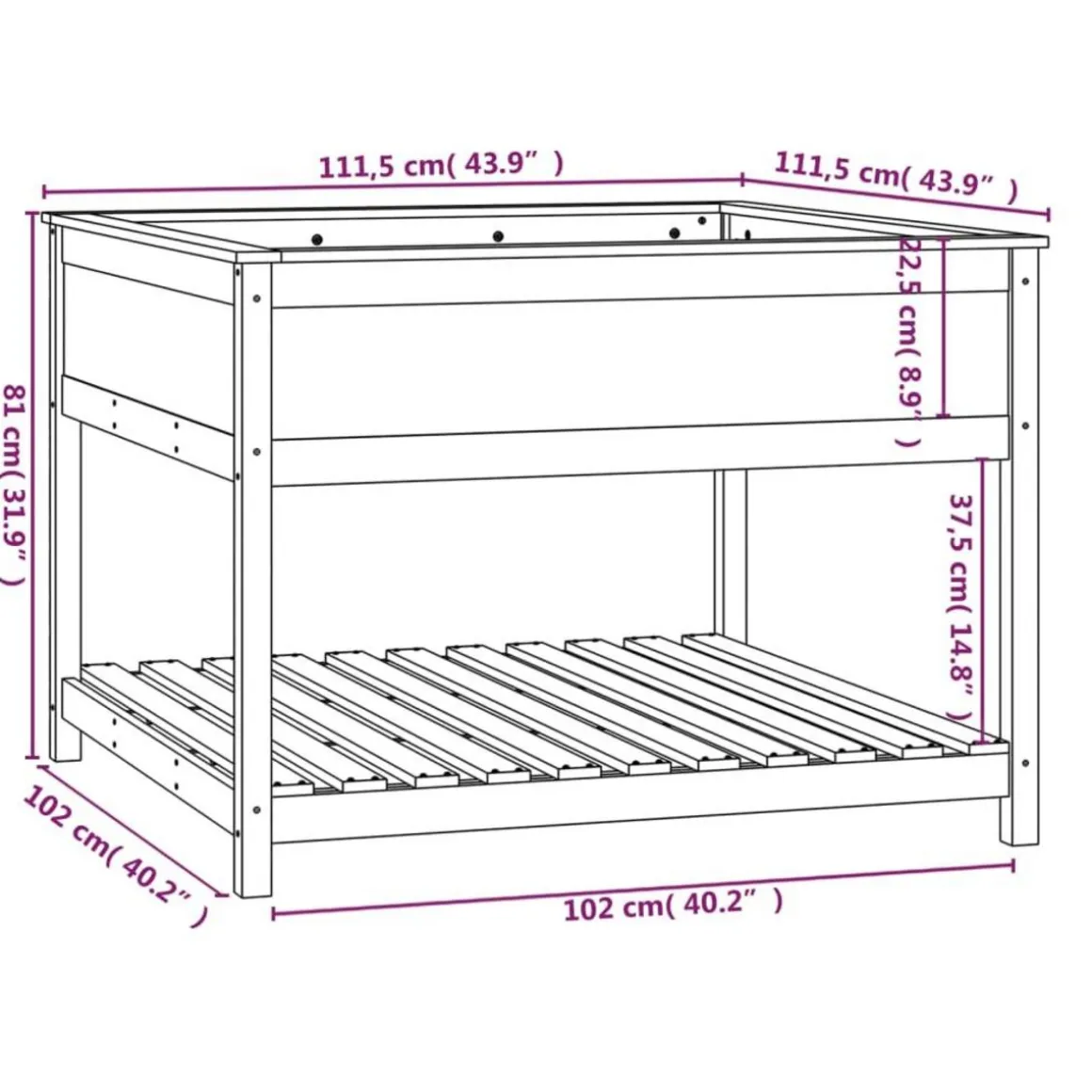 Jardiniere et etagere Blanc 111,5x111,5x81cm Bois massif de pin
