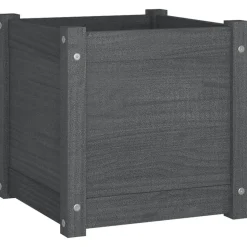 Jardiniere Gris 40x40x40 cm Bois de pin massif