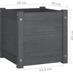 Jardiniere Gris 40x40x40 cm Bois de pin massif