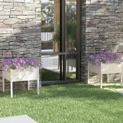 Jardinieres 2 pcs Blanc 70x70x70 cm Bois de pin massif