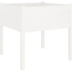 Jardinieres 2 pcs Blanc 70x70x70 cm Bois de pin massif