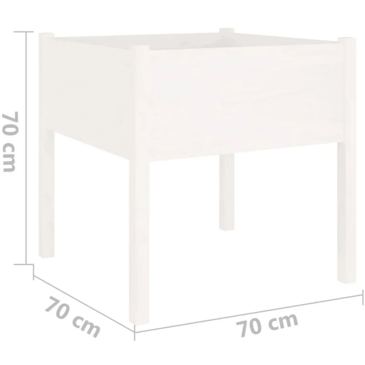 Jardinieres 2 pcs Blanc 70x70x70 cm Bois de pin massif