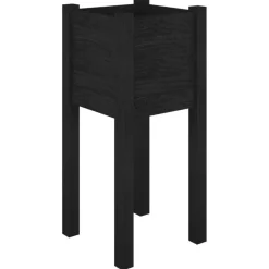 Jardinieres d'exterieur 2 pcs Noir 31x31x70 cm Bois de pin