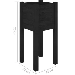 Jardinieres d'exterieur 2 pcs Noir 31x31x70 cm Bois de pin