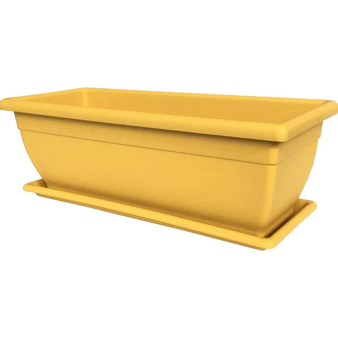 Jardinière en plastique L50xH20 cm moutarde