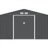 JUPITER Abri de jardin en métal 10,85 m² - 340 x 319 x 210 cm - Kit d'ancrage inclus, 2 portes coulissantes - Gris