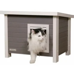Kerbl Maison pour chats Eli 57 x 45 x 43 cm Gris et blanc