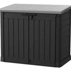 KETER - Coffre de rangement extérieur en résine 1200 litres Noir et gris - Range Poubelles ou vélo