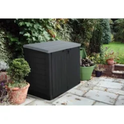 KETER - Coffre de rangement extérieur en résine 1200 litres Noir et gris - Range Poubelles ou vélo