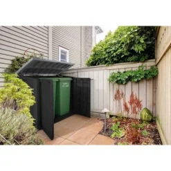 KETER - Coffre de rangement extérieur en résine 1200 litres Noir et gris - Range Poubelles ou vélo