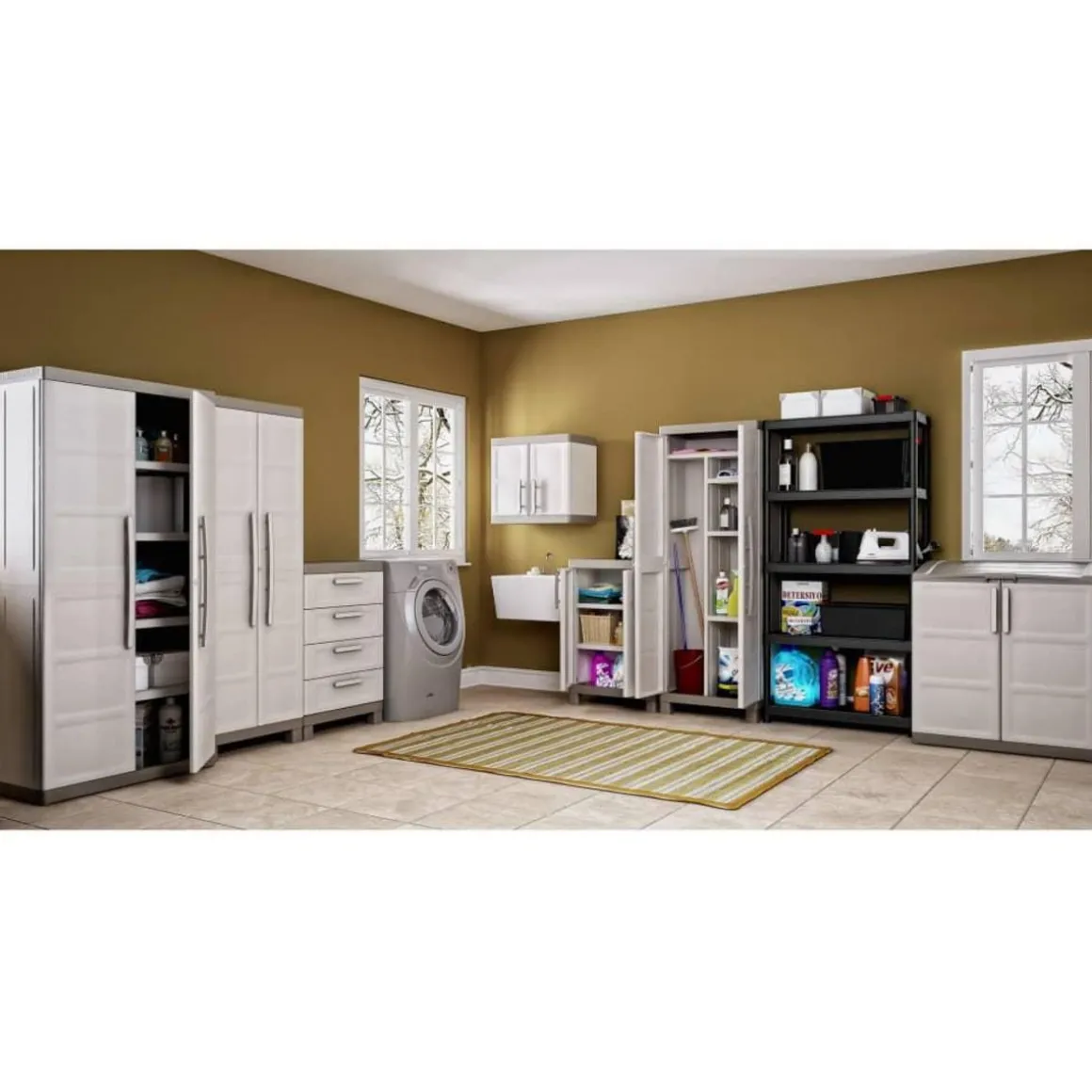 Keter Armoire de rangement basse Excellence Beige et taupe 97 cm