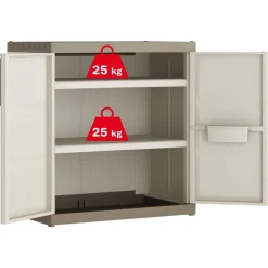 Keter Armoire de rangement basse Excellence XL Beige et taupe 93 cm