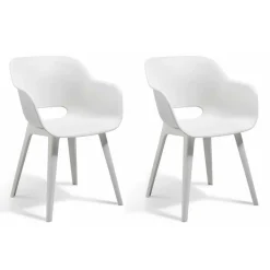 Keter Chaises d'exterieur Akola lot de 2 Blanc