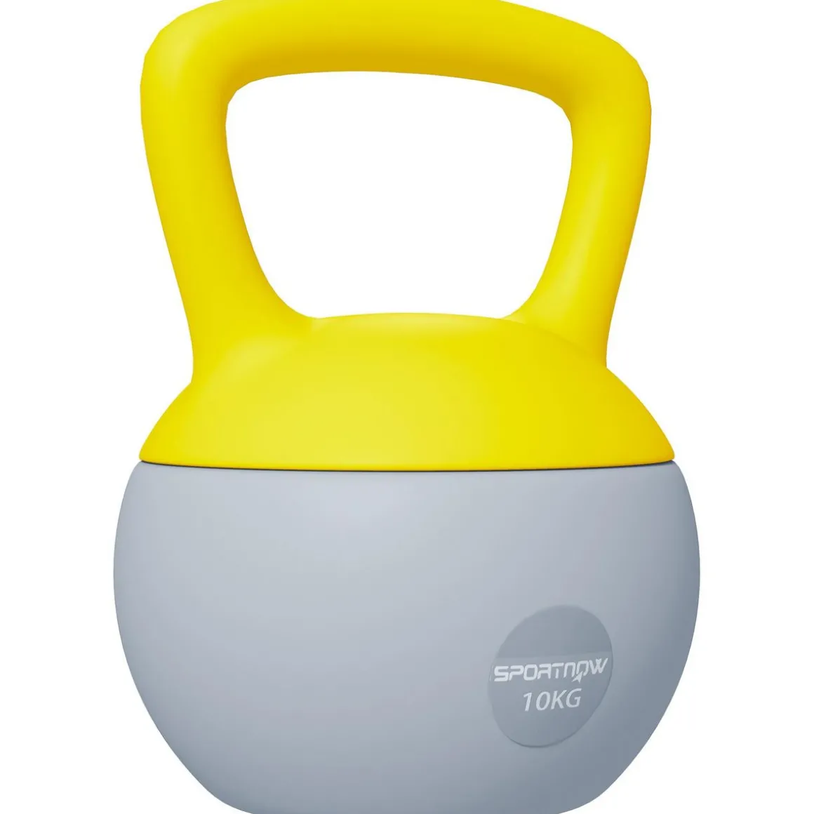 Kettlebell 10 Kg - prise ergonomique - entraînement musculaire & haltérophilie - PVC gris jaune