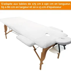 Kit complet de housses polaires pour table de massage - Sherpa - Blanc
