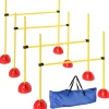 Kit d'agilité pour chien - 4 obstacles haies réglables en hauteur, sac de transport - plastique jaune rouge