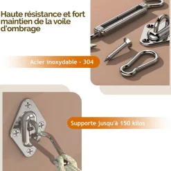 Kit de fixation en acier inoxydable pour voile d'ombrage
