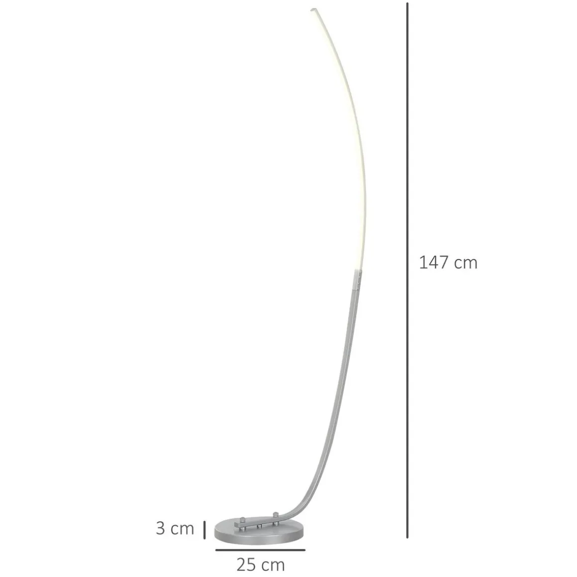 Lampadaire arc design LED - luminosité réglable - H.147 cm - alliage alu.
