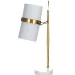 Lampe à Poser Design Novum 69cm Blanc & Or
