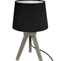 Lampe à Poser Trépied en Bois Alexis 31cm Noir