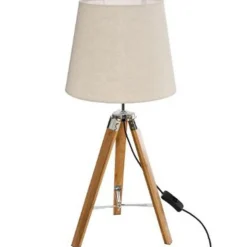 Lampe à Poser Trépied en Bois Runo 58cm Naturel