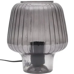 Lampe à Poser Verre Fumé Champignon 21cm Noir