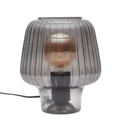 Lampe à Poser Verre Fumé Champignon 21cm Noir