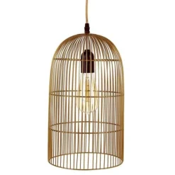 Lampe Suspension Haute Cage 38cm Cuivre