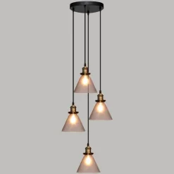 Lampe Suspension 4 Têtes Alak 80cm Noir
